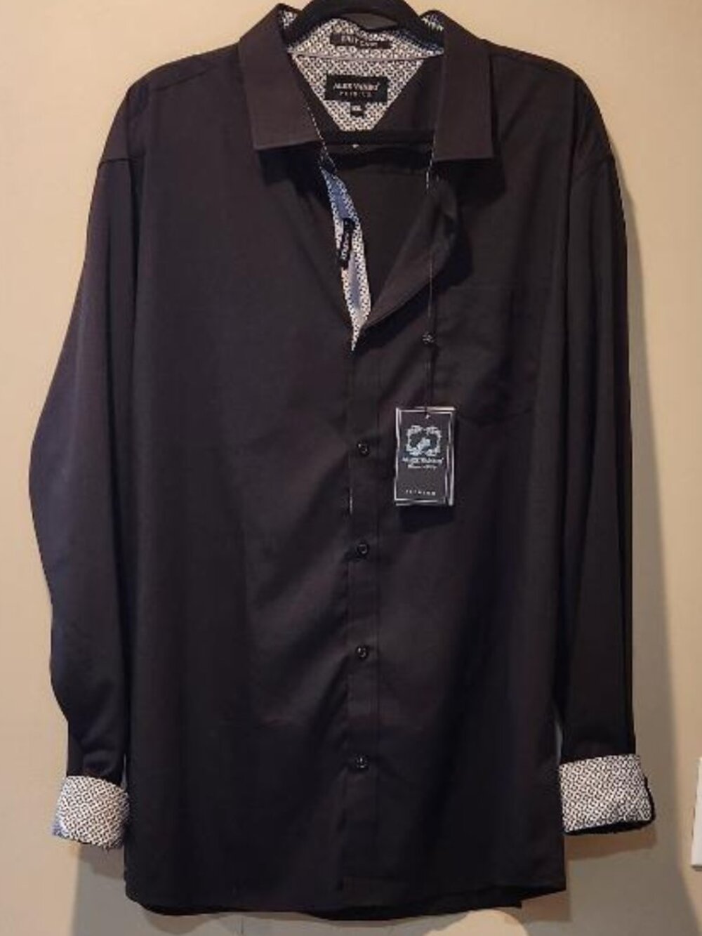 Alex Vando Premium Black Long Sleeve Dress Shirt Mens XXL